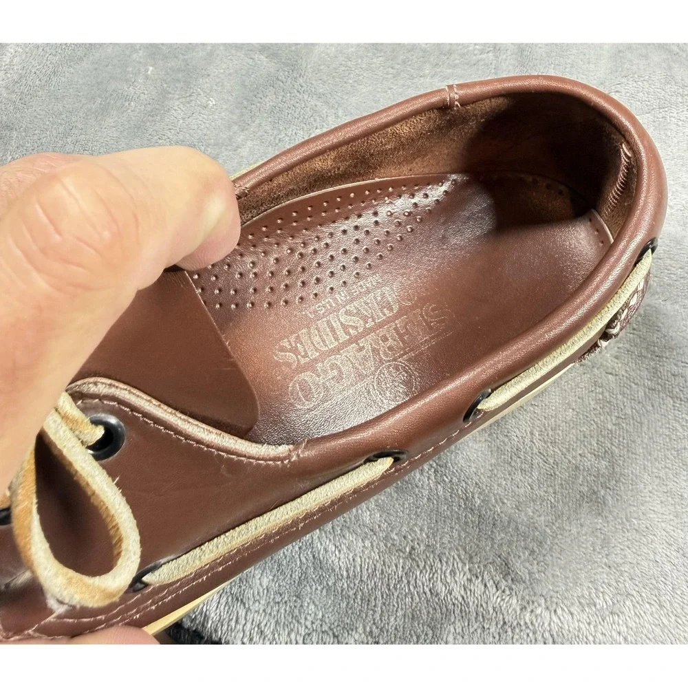 Sebago Docksides Shoes Mens Size 10 Brown Leather Boat Slip Resistant Casual
